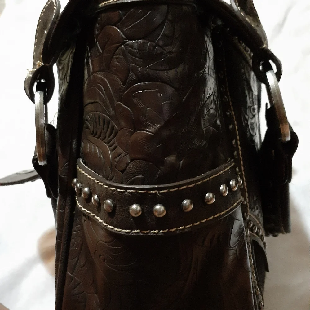 Trinity Ranch Embellished Hair on Hide Shoulder Bag - Picture 5 of 9